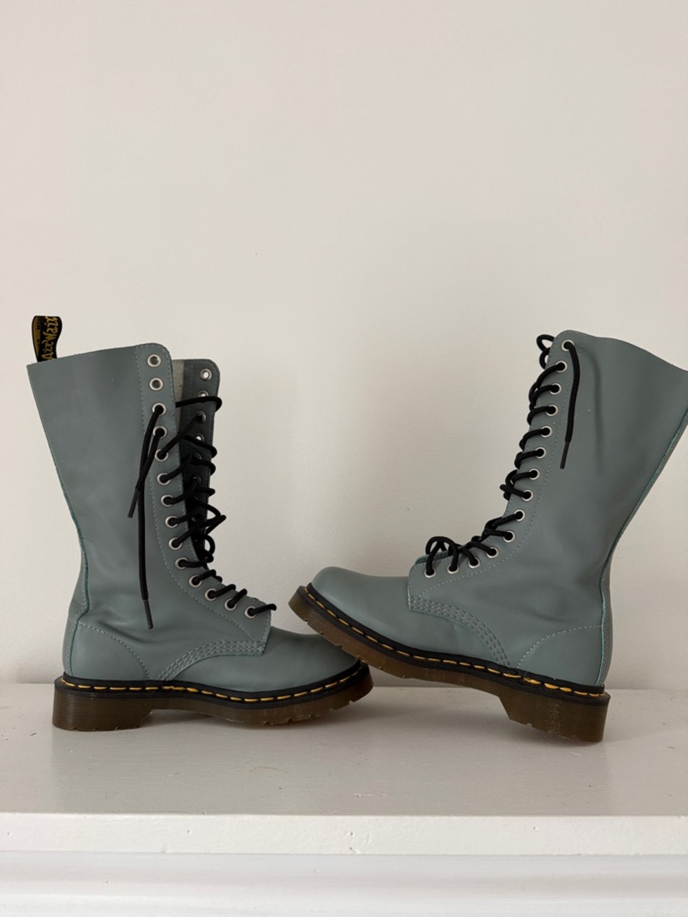 Dr. Martens ULTRA RARE Graphic Winter Scene Lace-Up Boots - Teal & White - Picture 11 of 12